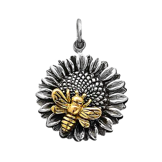 Sterling Silver Sunflower Bee Charm
