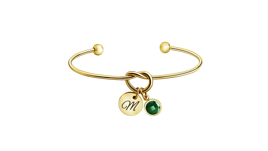 Personalized Initial Knot Bracelet with Birthstone