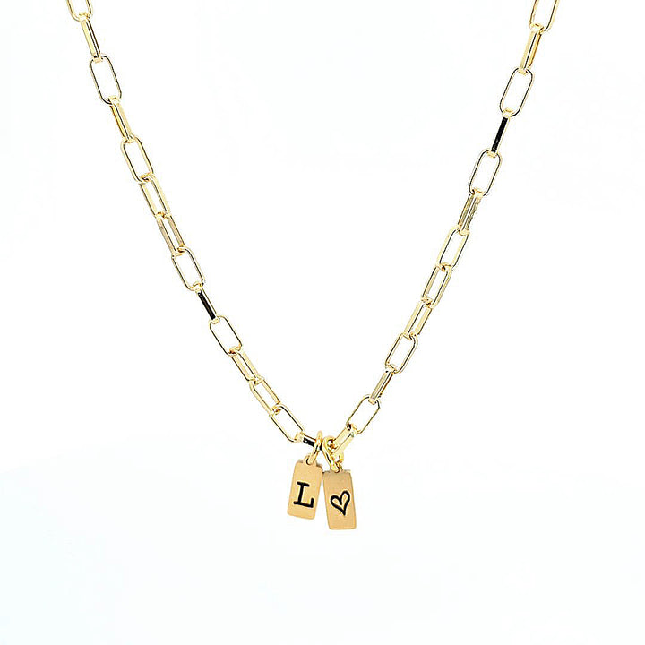Paperclip Dainty Initial Tag Necklace