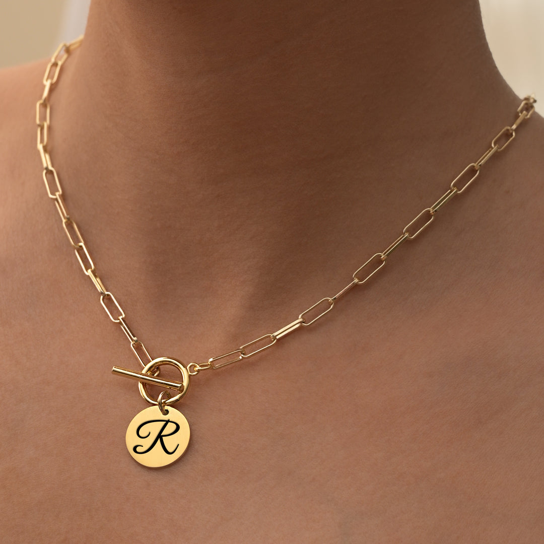 Paperclip chain initial deals necklace