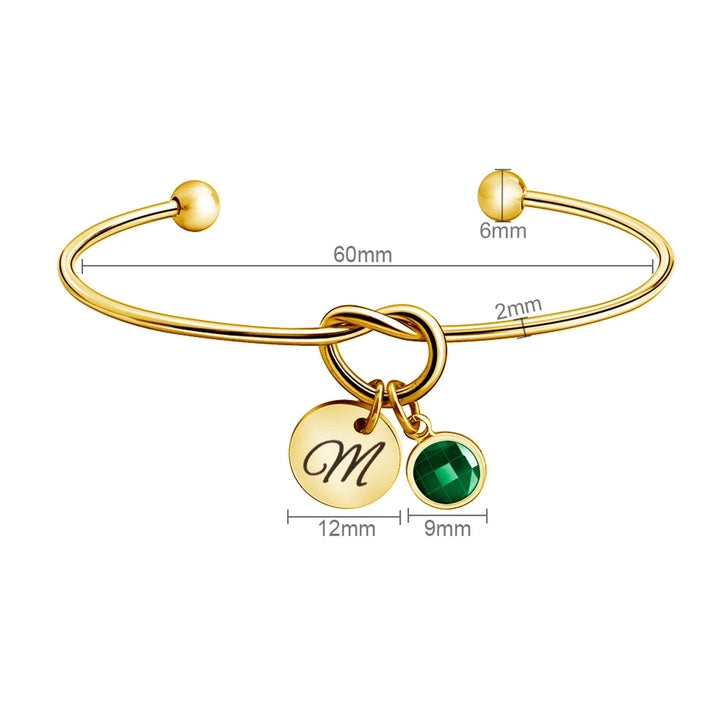 Personalized Initial Knot Bracelet with Birthstone