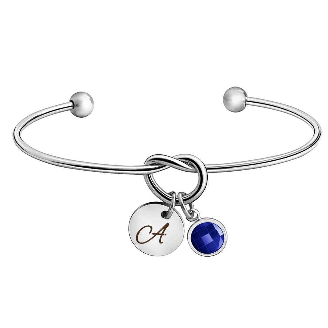 Personalized Initial Knot Bracelet with Birthstone