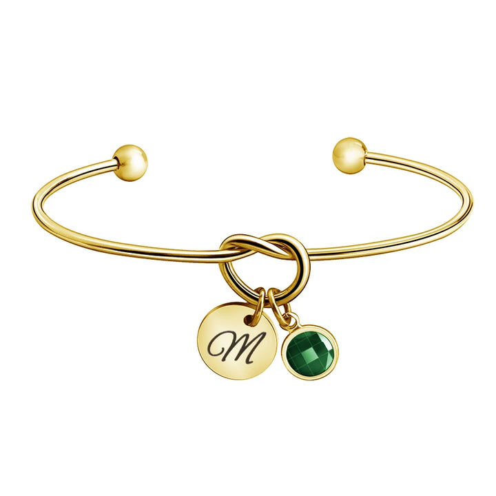 Personalized Initial Knot Bracelet with Birthstone