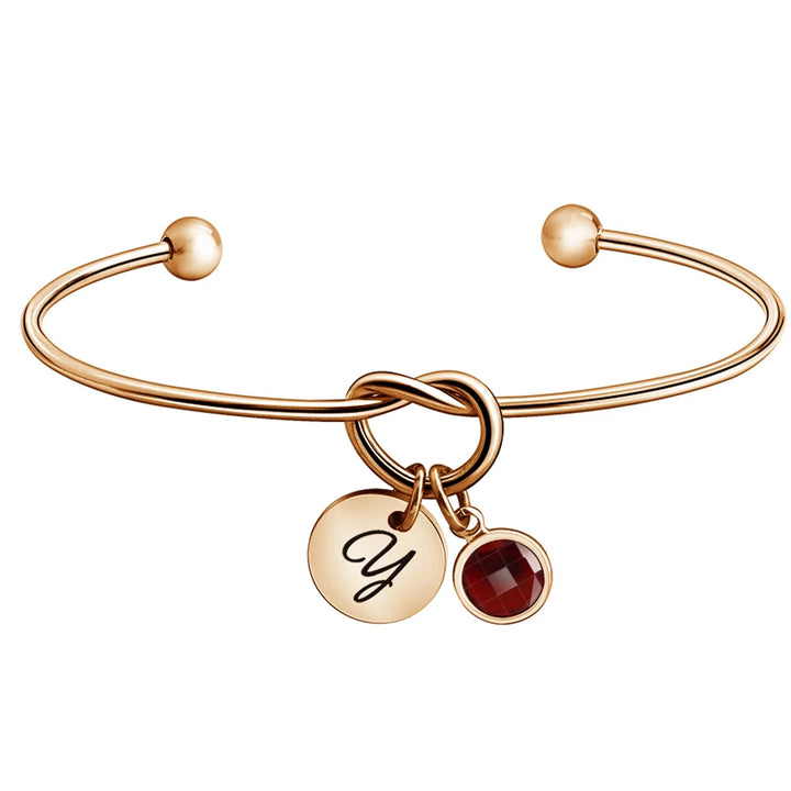 Personalized Initial Knot Bracelet with Birthstone