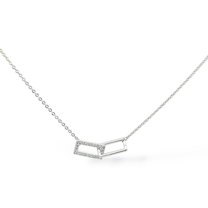 Sterling Silver Rectangular Pendant with Cubic Zirconia