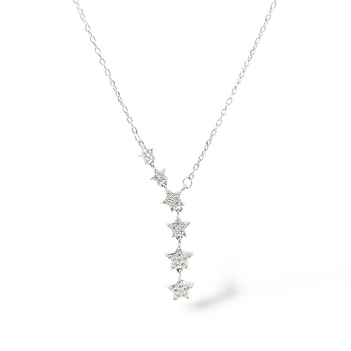 Sterling Silver Cascading Star Charm Necklace