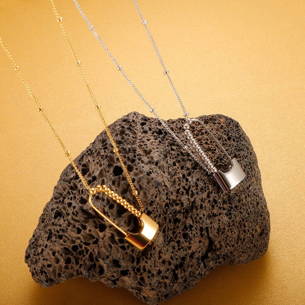 Safety Pin Lock Necklace