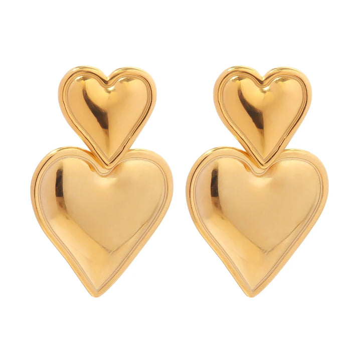 Amara Earrings (Heart double-drops)