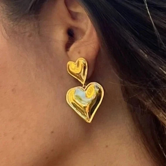 Amara Earrings (Heart double-drops)