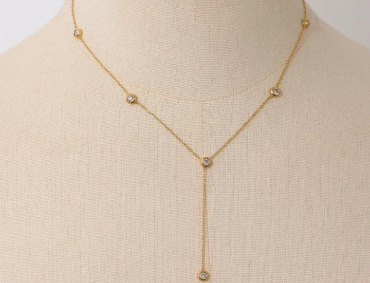 Aria Lariat Chain (Clear CZ with Delicate Chain)