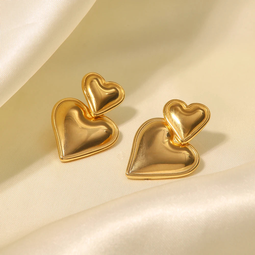 Amara Earrings (Heart double-drops)