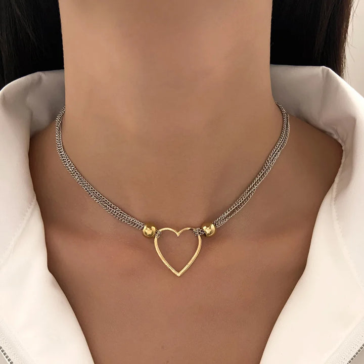 Maya Heart Necklace (Multi-layer chain)