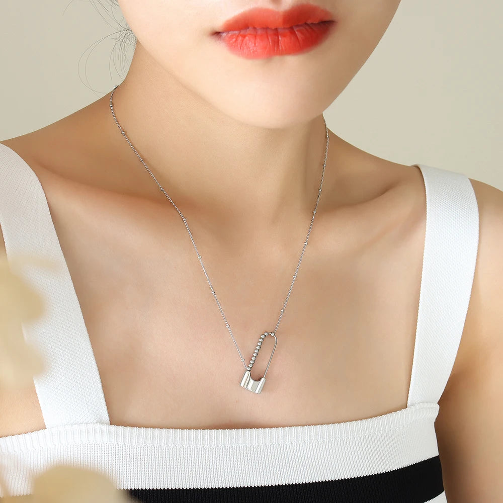 Safety Pin Lock Necklace