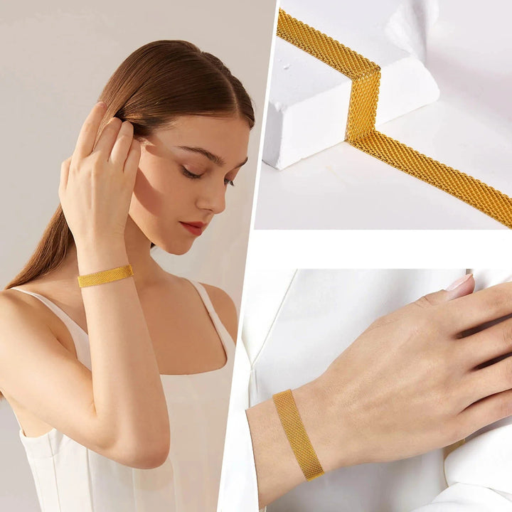 Golden Elegance Mesh Bracelet