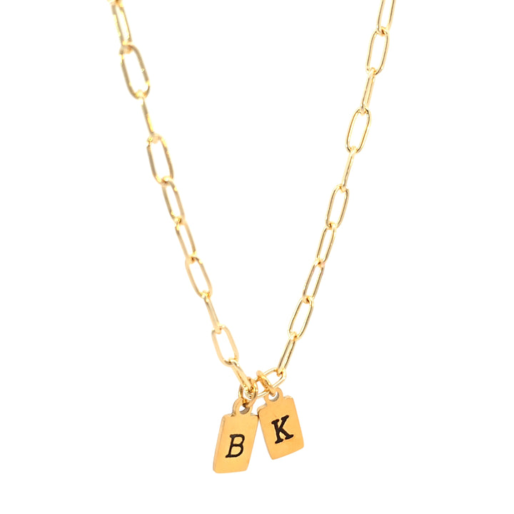 Paperclip Dainty Initial Tag Necklace