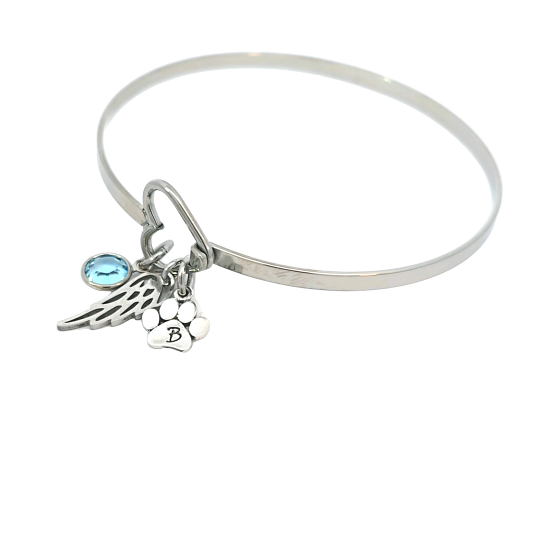 Personalized Pet Memorial Bracelet with Dog Paw