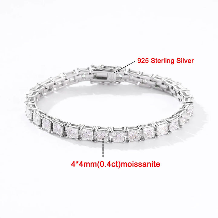 Princess Cut Tennis Bracelet (Moissanite)