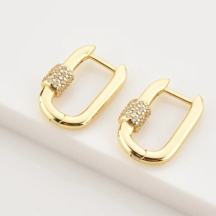 Aria Earrings (CZ-Studded Oval Huggers)