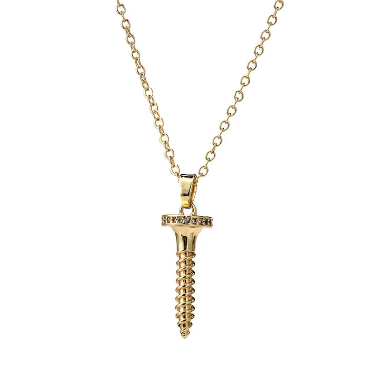 Geometric Screw Necklace (With CZ accents)