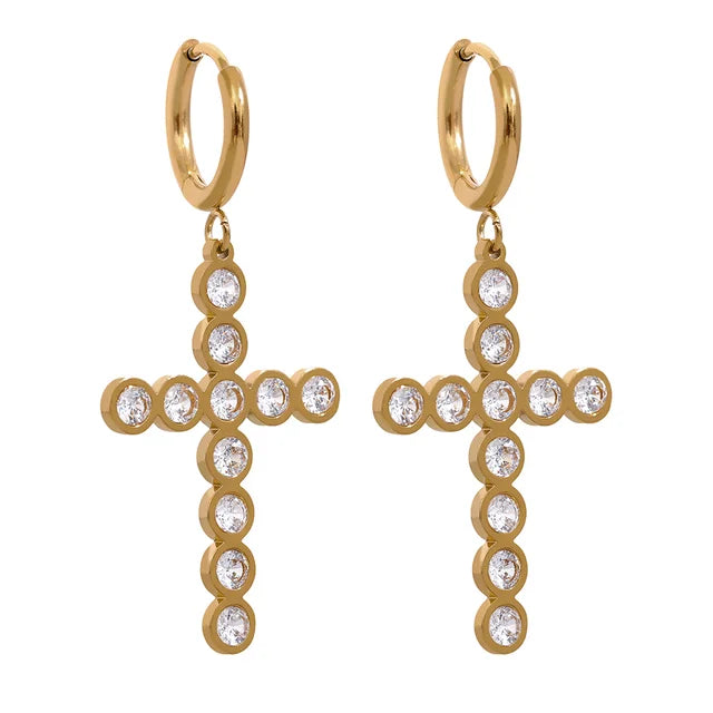 Golden Cross Earrings