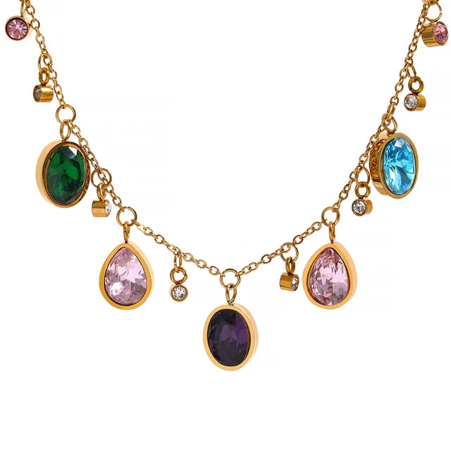 Layla Necklace (Colorful Cubic Zirconia Charms)