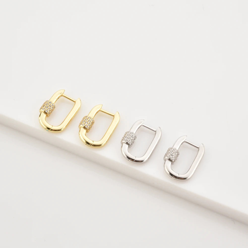 Aria Earrings (CZ-Studded Oval Huggers)