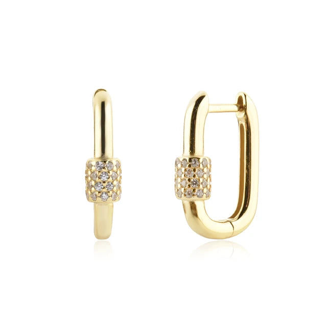 Riley Earrings (Oval Cubic Zirconia Hoops)