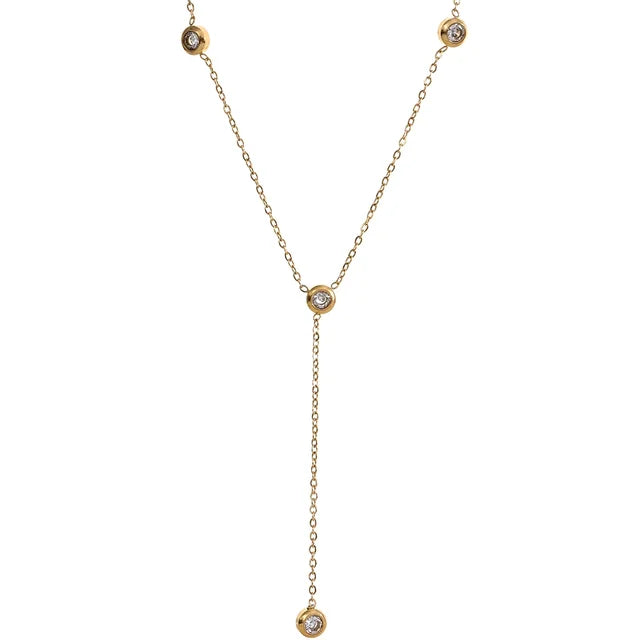 Aria Lariat Chain (Clear CZ with Delicate Chain)