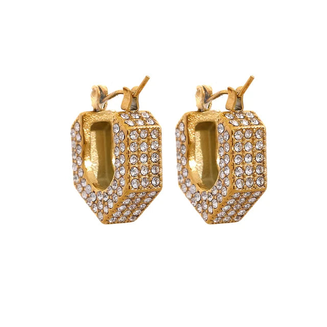 Aurelia Earrings (Hollow hoops with CZ)