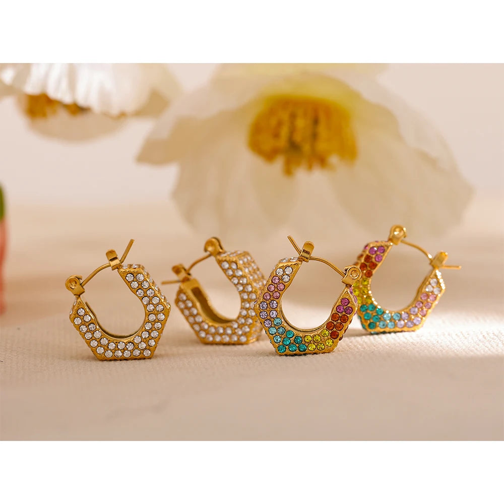 Aurelia Earrings (Hollow hoops with CZ)