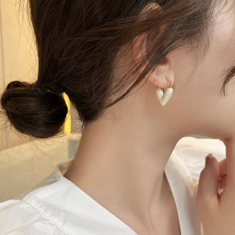 Camila Earrings (White Enamel Heart)