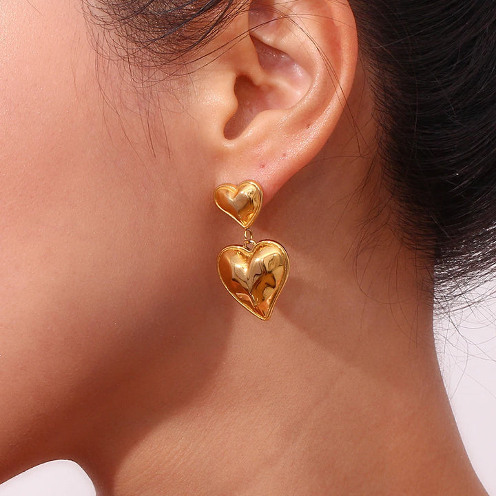 Amour Earrings (Heart double-drops)