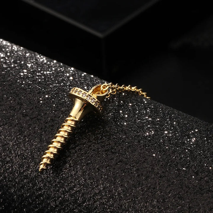 Geometric Screw Necklace (With CZ accents)