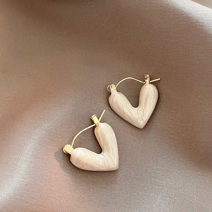 Camila Earrings (White Enamel Heart)