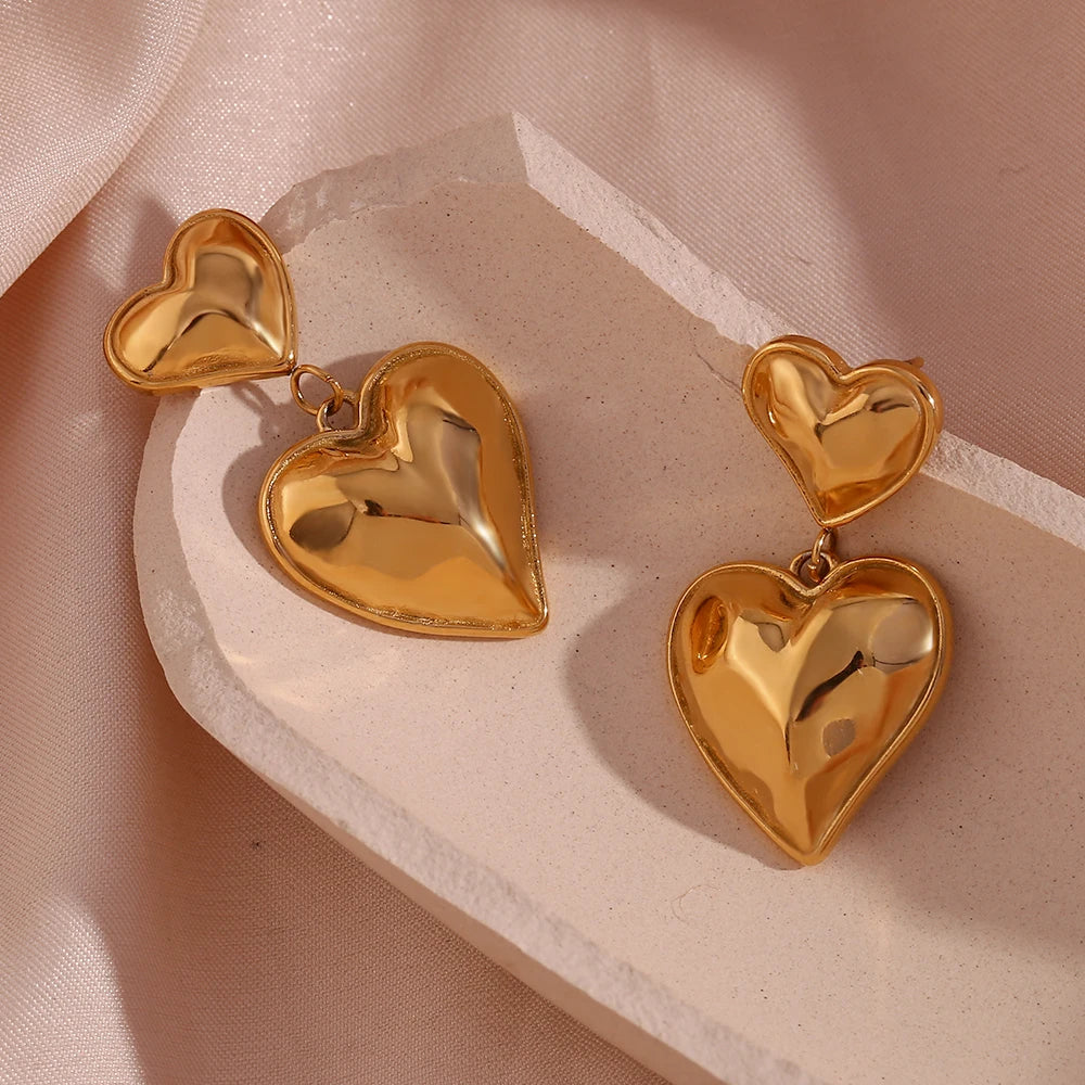 Amour Earrings (Heart double-drops)