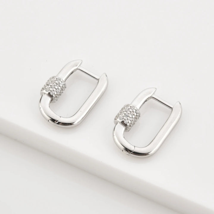 Riley Earrings (Oval Cubic Zirconia Hoops)