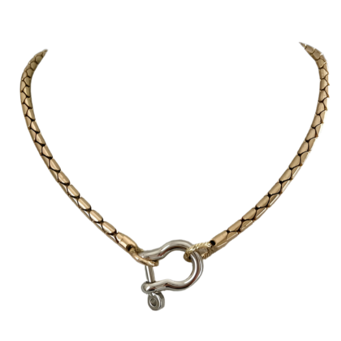 Shackle Carabiner Necklace (Snake Chain)