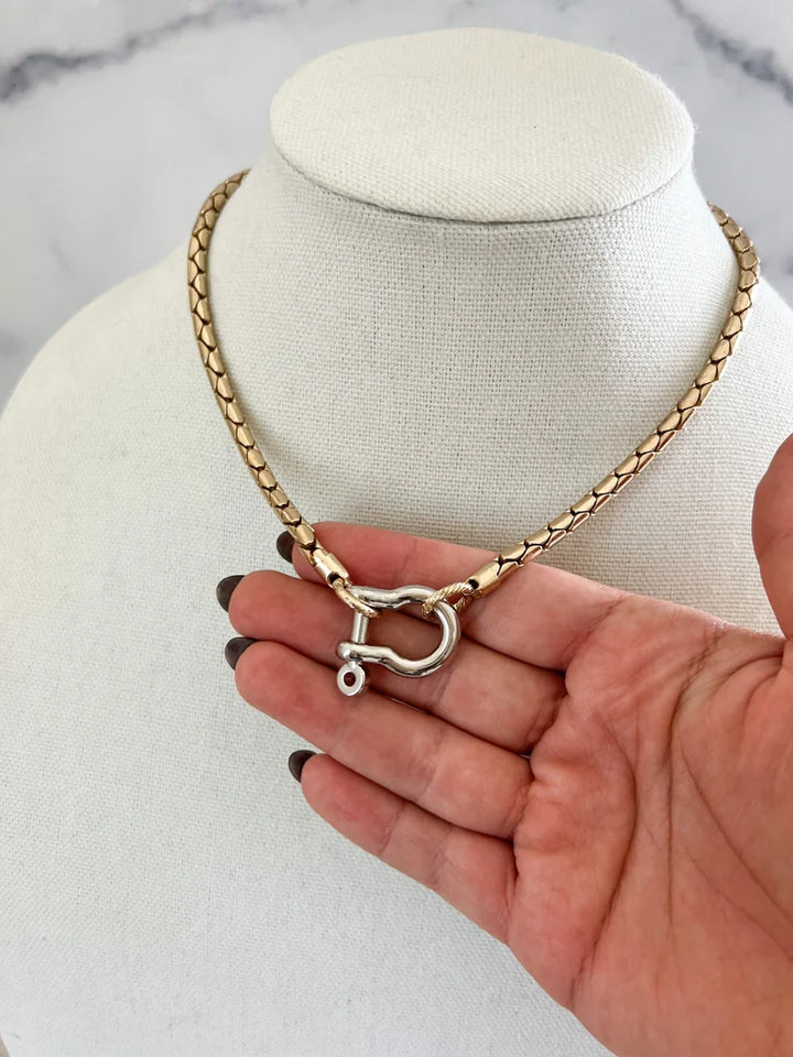 Shackle Carabiner Necklace (Snake Chain)