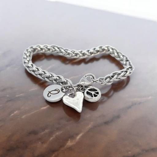 Peace & Love Antique Silver Bracelet