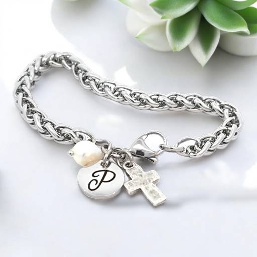 Personalized Initial Bracelet with Optional Cross