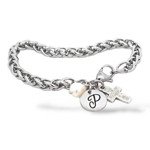 Personalized Initial Bracelet with Optional Cross