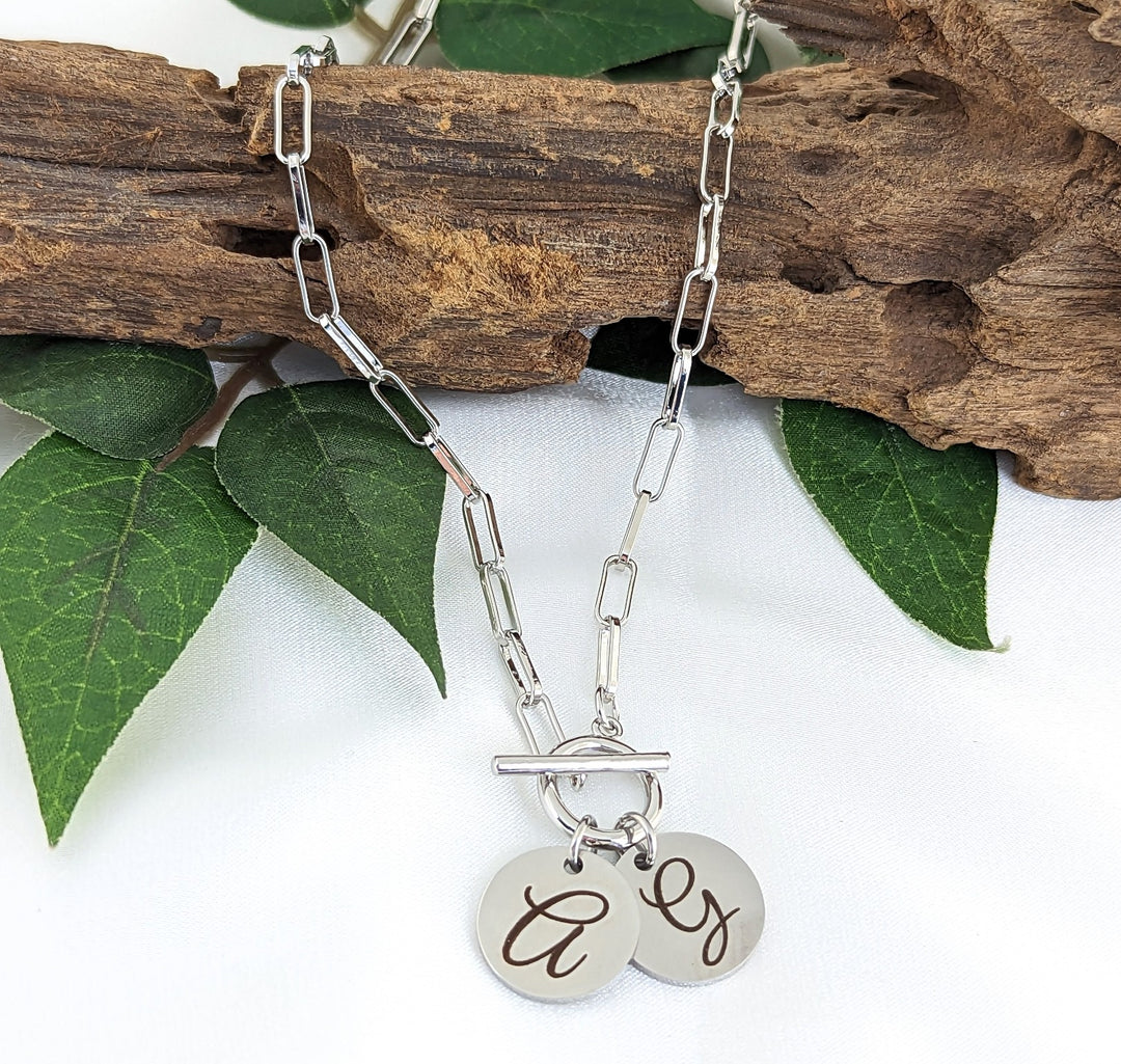 Mens Sterling Silver Chunky Initial Necklace