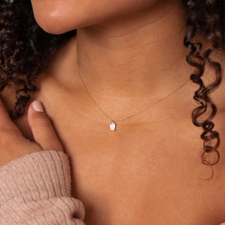 Stella Necklace (Square Crystal Pendant)