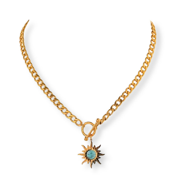Astra Sun Pendant Necklace - Turquoise Sun