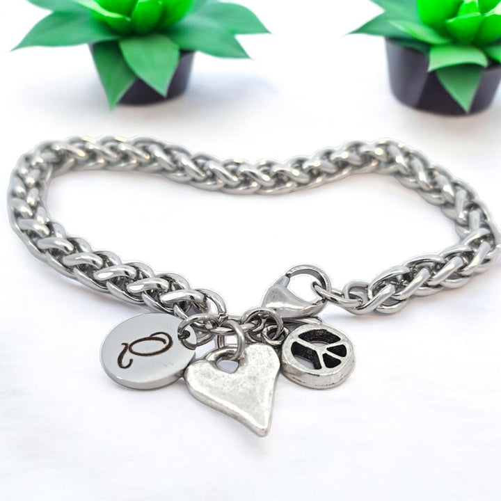 Peace & Love Antique Silver Bracelet