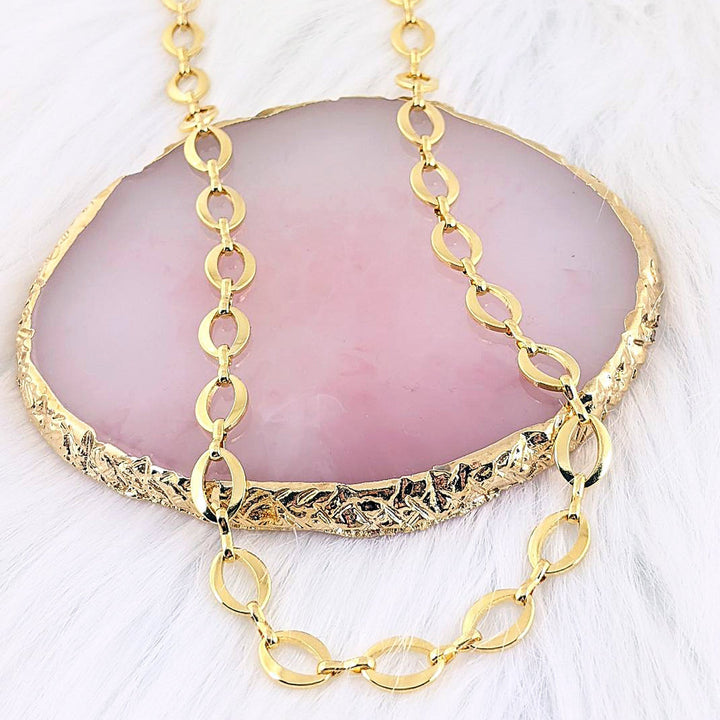 Gold Oval Chain Link Necklace.