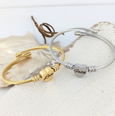 Stainless Steel Bangle Heart Bracelet