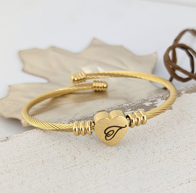 Stainless Steel Bangle Heart Bracelet