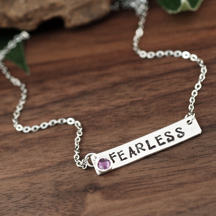 Sterling Silver FEARLESS Bar Necklace