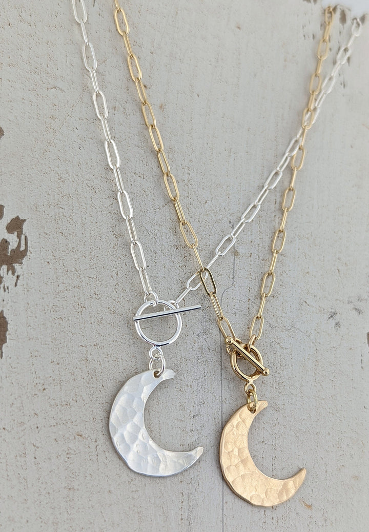 Hammered Crescent Moon Necklace